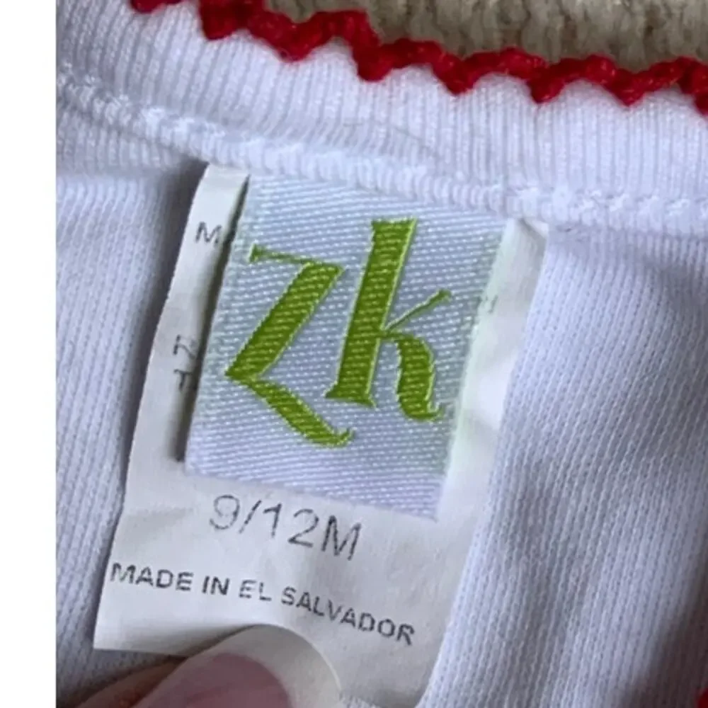 Zuccini Kids white one piece‎ with red trim 9-12 mo